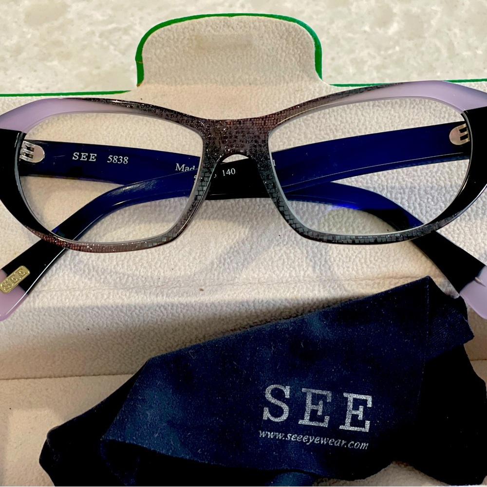 SEE Frames 55-15-140 Never Worn!
Lavender & Black Cat Eye Chic
So Fun,